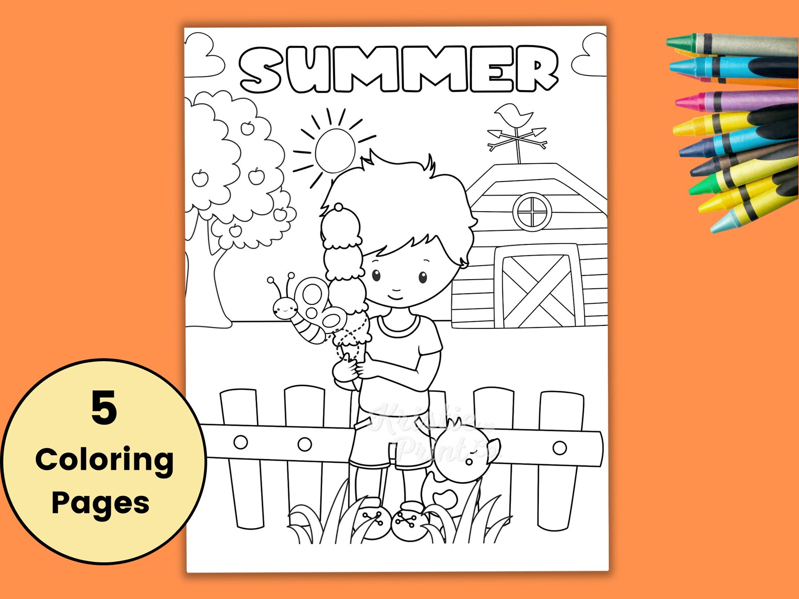 Summer Coloring Pages for Kids Farm Coloring Pages Coloring - Etsy