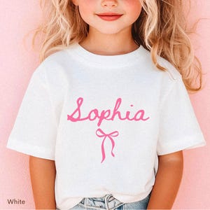 Personalized Name Shirt Girl Name Shirt for Toddler Coquette Bow Shirt Custom Name Shirt Toddler Girl Birthday Gift Kids Preppy Bow T Shirt