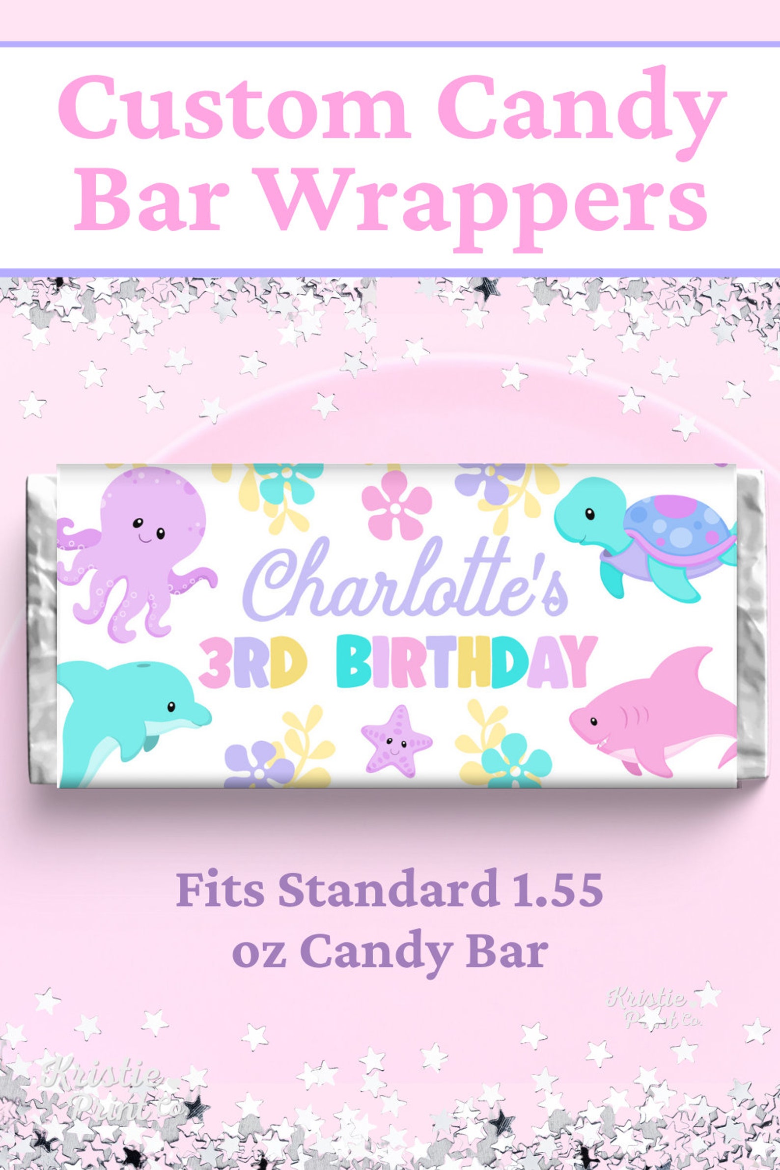 Under the Sea Birthday Favor Candy Bar Wrappers Ocean Birthday Party ...