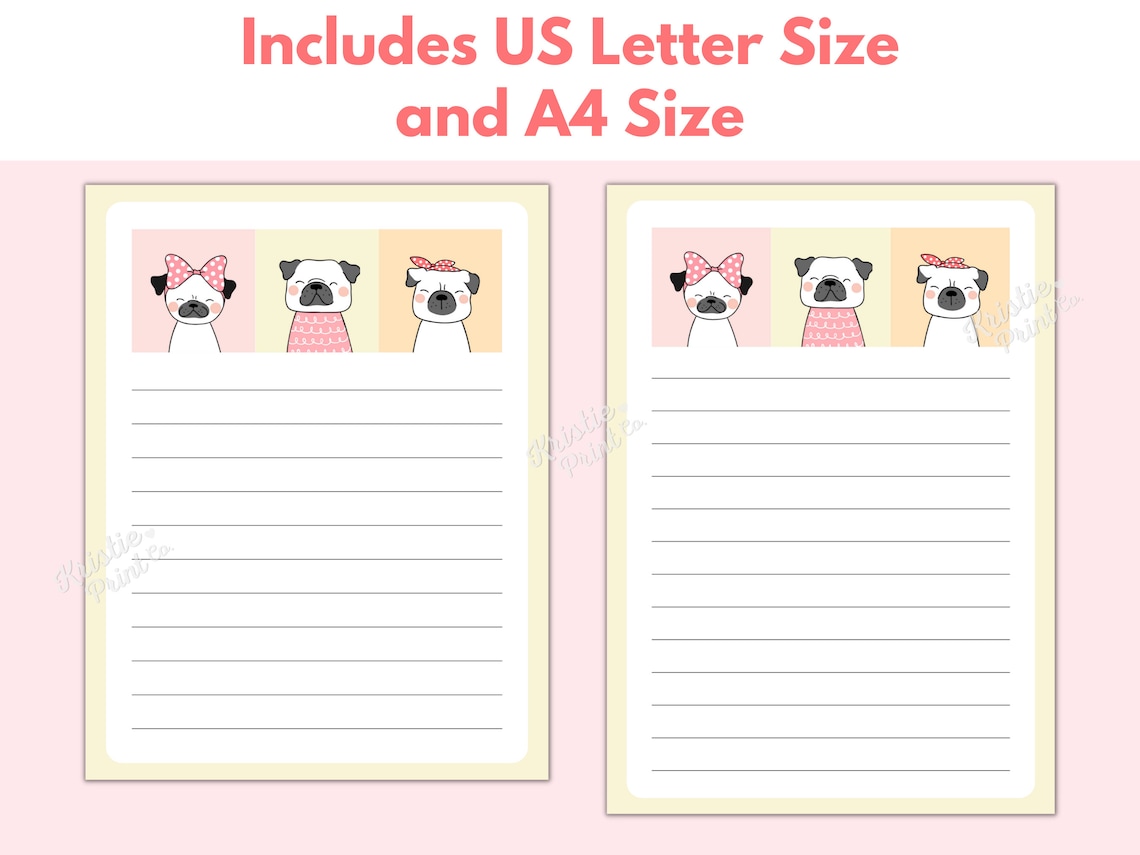 Pug Stationary, Stationery Kawaii, Dog Stationery for Kids, Cute Kids ...
