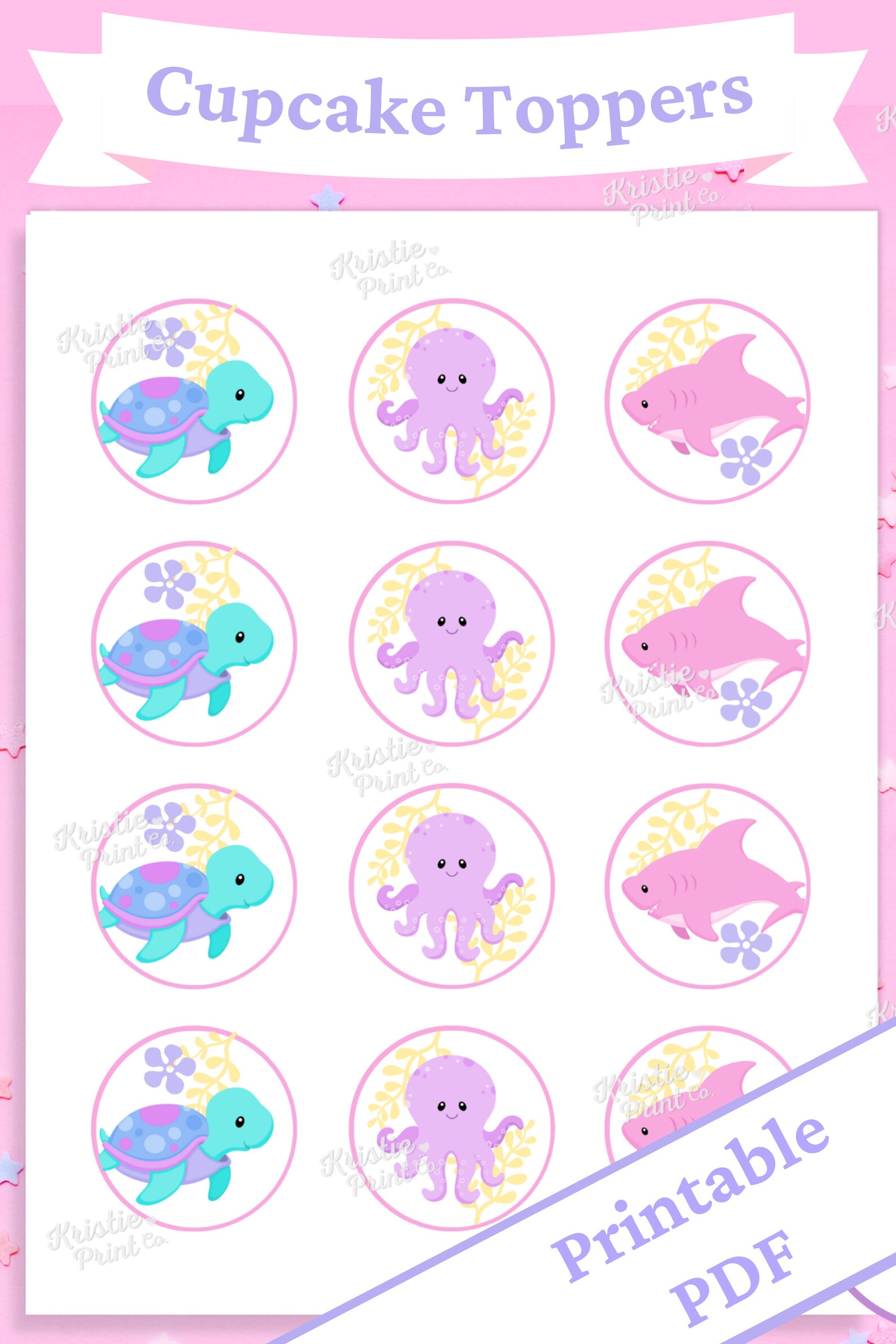 Sea Animal Cupcake Toppers Under the Sea Party Cupcake Decorations Two