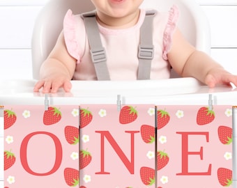 Erdbeere 1st Birthday Kinderhochstuhl Banner Erdbeere Geburtstag Highchair Banner Beere Erster Geburtstag Mädchen 1st Birthday Girlande STRAW2
