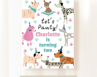 Dog Birthday Sign Digital Download Dog Birthday Party Puppy Party Sign Dog Party Decor Dog Welcome Sign Puppy Dog Pawty Sign Lets Pawty DOG1