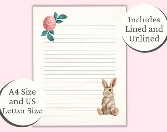 Easter Stationery Printable, Lined Writing Paper, Unlined Stationery, Digital Stationery, Cottage Core Stationery, Shabby Chic Stationary