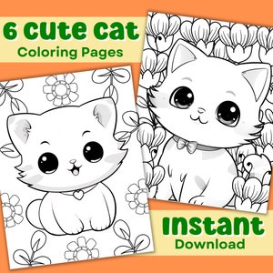 Cute Cat Coloring Sheets for Kids Cute Coloring Pages Cats Coloring Book Kitten Coloring Page Kawaii Coloring Cats Cat Party Preschool