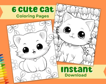 Cute Cat Coloring Sheets for Kids Cute Coloring Pages Cats Coloring Book Kitten Coloring Page Kawaii Coloring Cats Cat Party Preschool