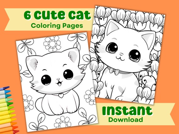 Cute Cat Coloring Sheets for Kids Cute Coloring Pages Cats Coloring Book Kitten Coloring Page Kawaii Coloring Cats Cat Party Preschool