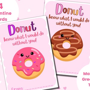 Donut Valentinskarten, Donut Valentinstag, Donut Valentines, druckbare Valentinstagskarten, Valentine Party Tag, Kinder Valentinskarten