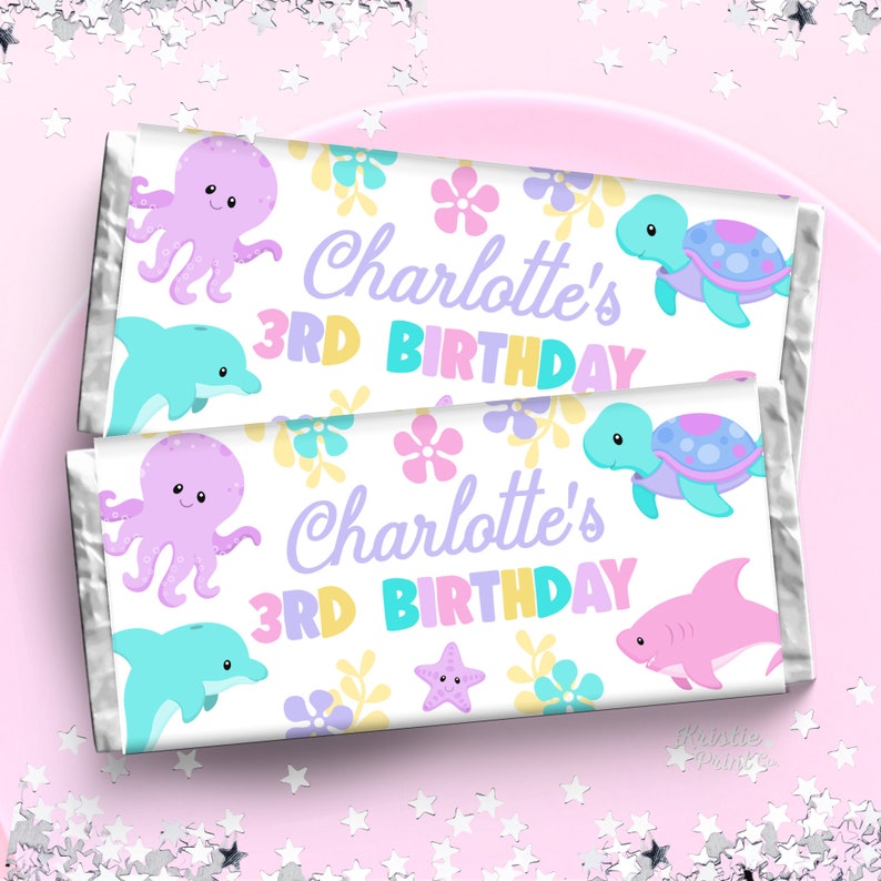 Under the Sea Birthday Favor Candy Bar Wrappers Ocean Birthday Party ...