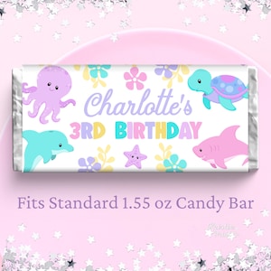 Under the Sea Birthday Favor Candy Bar Wrappers Ocean Birthday Party ...