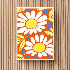 Colorful Wall Art Abstract Orange Fun Wall Art Orange And Blue Wall Prints Abstract Botanical 70s Mid Century Modern Decor Bold Wall Art