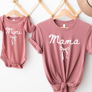 Mama and Mini Coquette Bow Shirt Mama Mini Matching Mommy And Me Shirt Mothers Day Gift Coquette Mama Mini Mother Daughter Shirts Bow