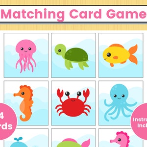 Matching Card Game, Memory Game, Educational Activities, Kids Activity, Homeschool Printables, Preschool, Kindergarten, Early Learning Games