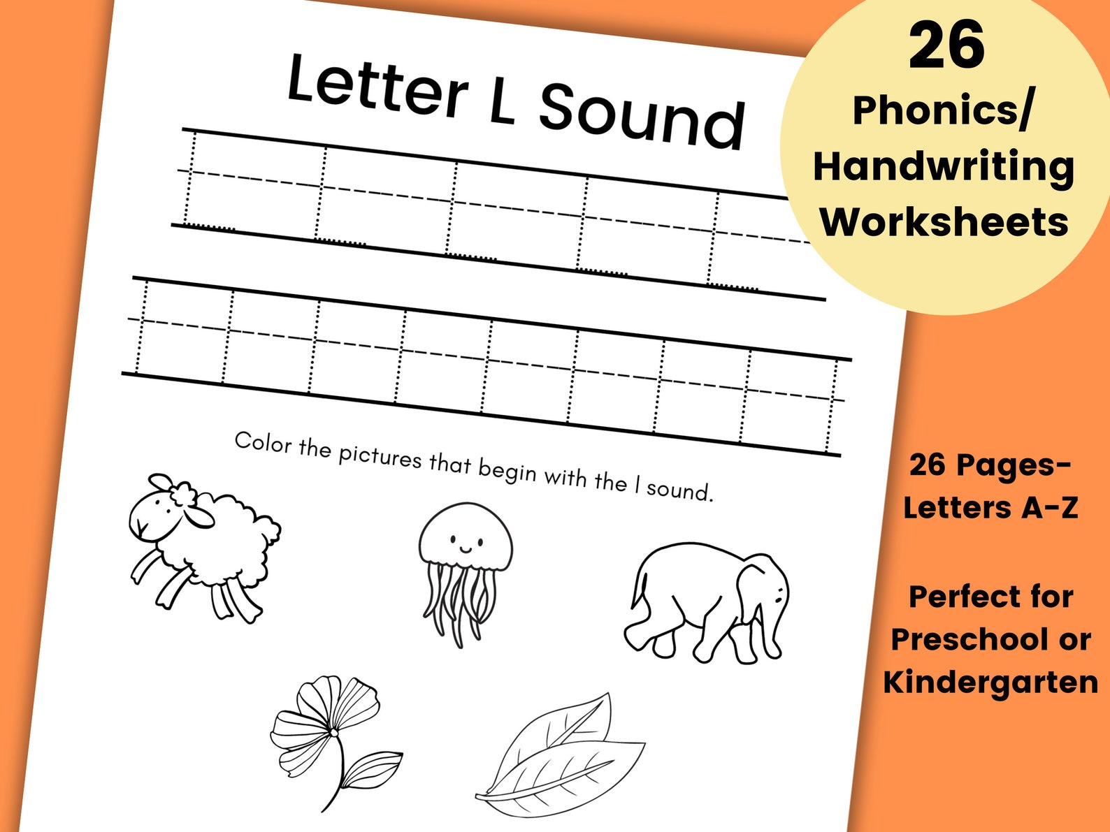26 Phonics Worksheets Letter Sounds Worksheet Kindergarten  Etsy