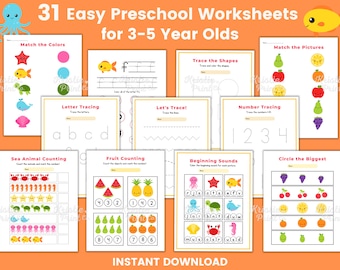 Preschool Worksheets for Kids, Toddler Worksheets, Number Worksheets for Preschool, Kindergarten, Preschool Printables, Homeschool, Letters