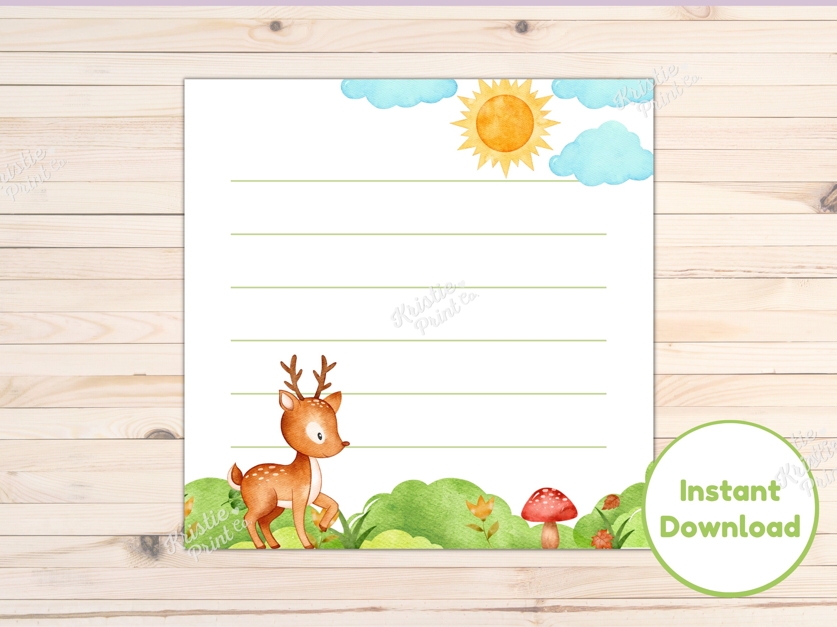 Woodland Printable Memo Pad, Printable Memo Pad PDF, Bear Memo, Cute ...