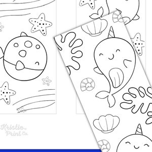Coloring Bookmarks for Kids, Printable Bookmarks to Color, Narwhal ...