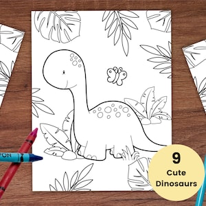かわいい塗り絵ページ 子供向け恐竜塗り絵 塗り絵ページ かわいい塗り絵ブック かわいい恐竜塗り絵 子供向けパーティーゲーム 恐竜の誕生日の記念品