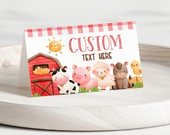 Farm Birthday Food Label Barnyard Birthday Food Tent Card Farm Animal Party Food Label Editable Farm Birthday Party Farm Party Decor FARM1