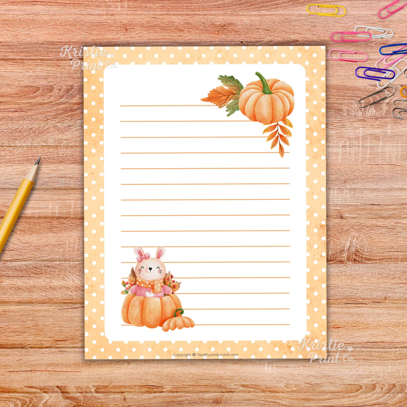 Fall Stationery Set, Stationery for Kids, Stationery Printable, Autumn ...