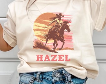 Camiseta de vaquera para niña pequeña, camiseta con nombre para niña pequeña, camiseta occidental para niña pequeña, camiseta personalizada para niña pequeña, camiseta de rodeo, regalo para niña pequeña