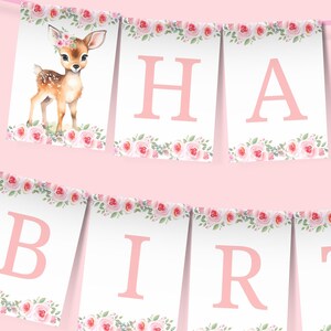 Hirsch Geburtstagsbanner Mädchen 1. Geburtstag Woodland Geburtstagsdeko Hirsch Erster Geburtstag Dekorationen Mädchen Hirsch Onedeerful Banner Happy DEER1