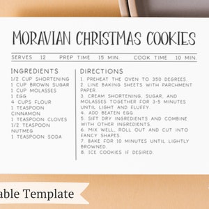 Recipe Card Custom, Recipe Template Printable, Farmhouse Recipe Card Template, Editable Minimalist Recipe Card, Modern DIY Recipe Card