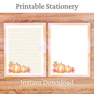 Pompoen schrijfpapier, herfst briefpapier set, digitaal briefpapier, herfst briefpapier, schattig briefpapier, Thanksgiving briefpapier, gelinieerd papier