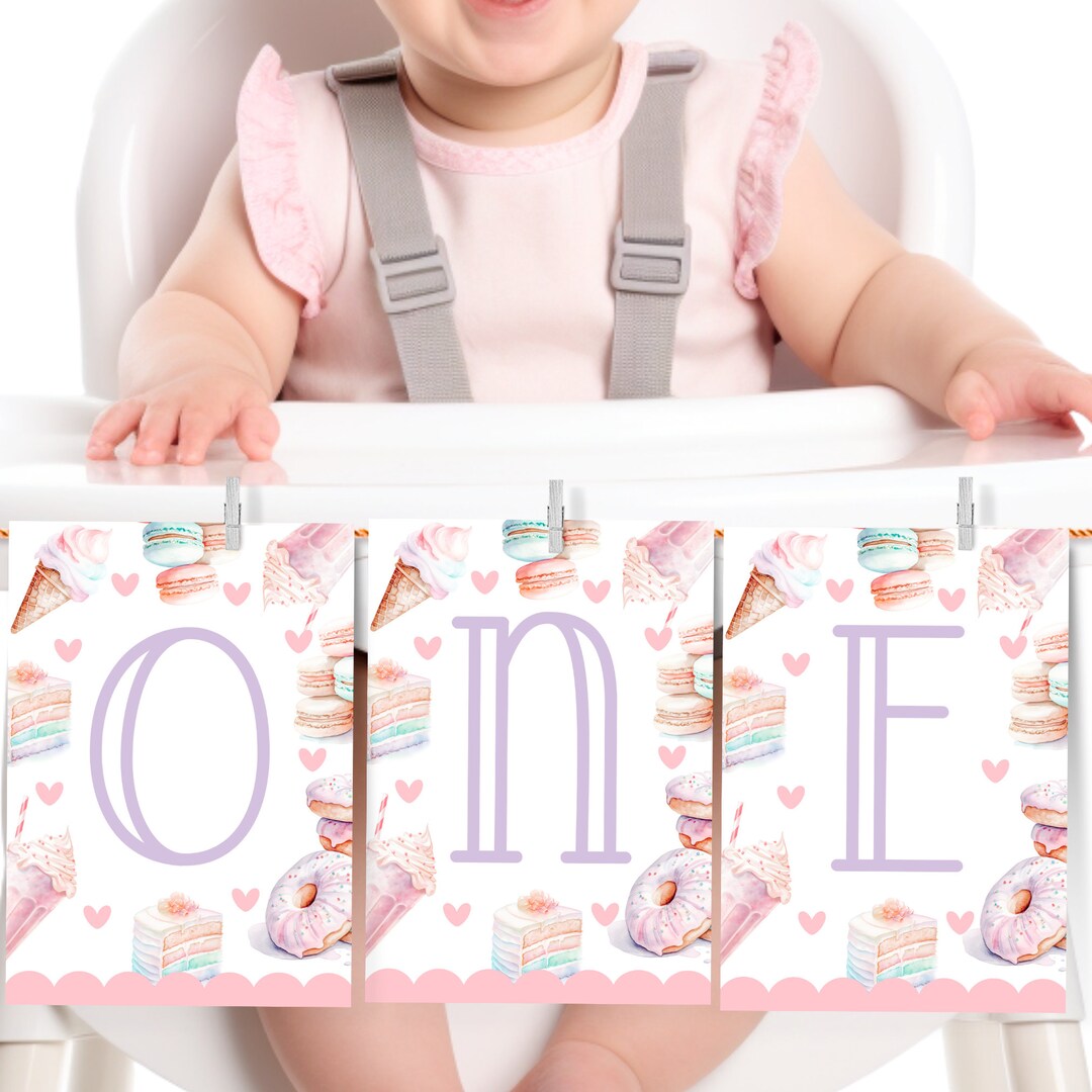First Birthday High Chair Banner Template Sweet One Highchair Banner ...