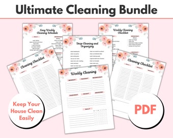 Printable Cleaning Schedule, Daily, Weekly, Monthly, Cleaning Planner PDF,  Cleaning Checklist Bundle, House Cleaning Schedule Organizer
