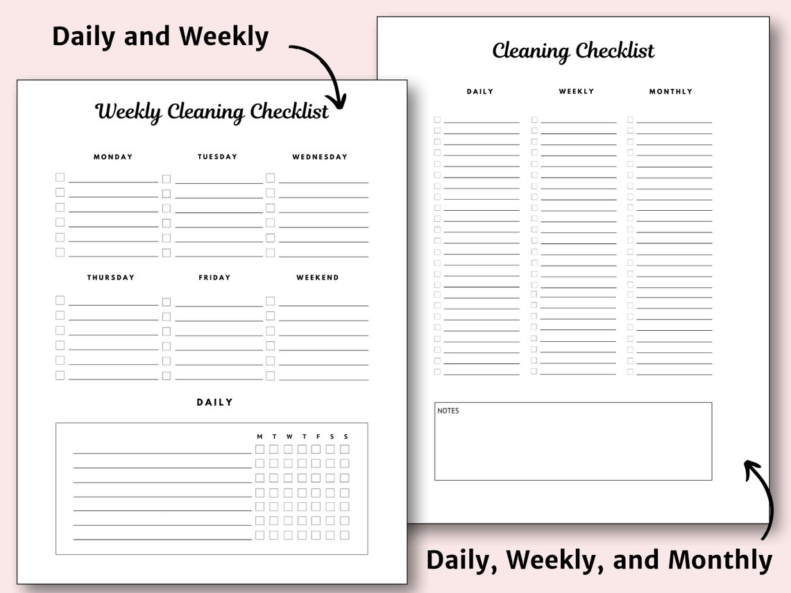 Weekly Cleaning Checklist Printable Instant Download PDF - Etsy