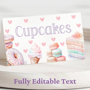Lebensmittel-Zelt-Karte, Party, zum Ausdrucken, „Shes a Sweet One“, Lebensmitteletiketten, „Sweet One“, Geburtstagsthema, Partydekorationen, Tischkarte, editierbar, SWE1 TW1