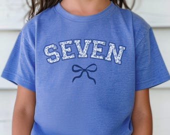 7. Geburtstag Shirt Mädchen siebten Geburtstag Shirt Toile Geburtstag T-Shirt Chinoserie Blau Toile Geburtstag Blau Geburtstag T Shirt Blau Kokette