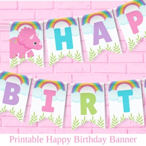 Girl Dinosaur Party Banner Pink Dinosaur Birthday Decoration Girl Dinosaur Party Supplies Girl Dino Party Three Rex Birthday Girl Cute DIN3