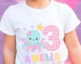 Personalized Octopus Birthday Shirt Under The Sea Shirt Girl Birthday Shirt Ocean Theme First Birthday Shirt Under The Sea Party Aquarium
