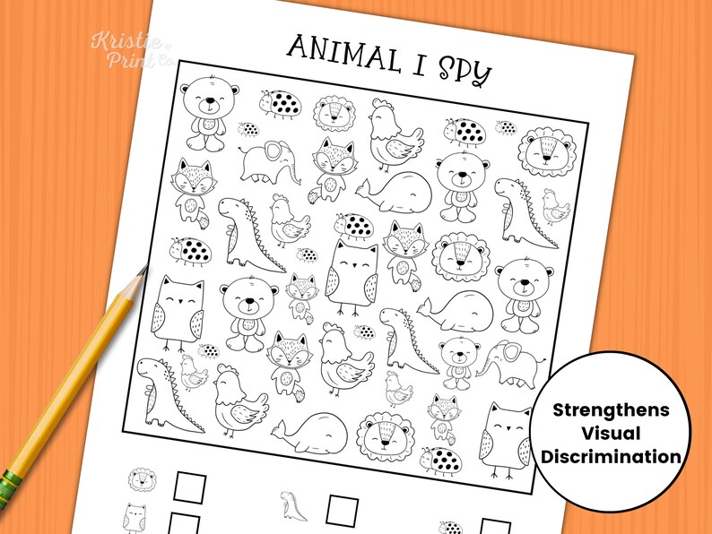 I Spy Animals, I Spy Worksheet, Printable Activity Sheet, I Spy Printables, I Spy Game, Activity Pages for Kids, Classroom Activity, Cute image 3