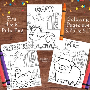 Farm Animal Mini Coloring Sheets Cute Coloring Book Kids Birthday Party Favor Printable Coloring Mini Coloring Pages Farm Activity Sheet