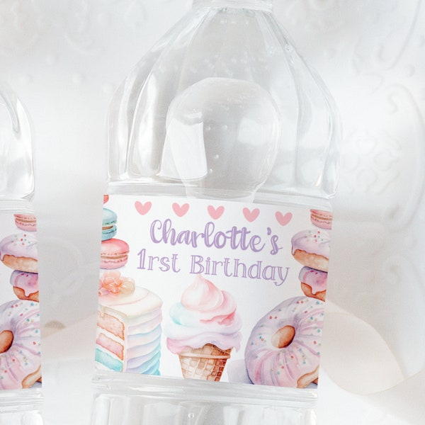 Sweet One Water Bottle Label Sweet One Party Favors Girl 1St Birthday Water Bottle Wrapper She Is a Sweet One Party Decorations Dessert SWE1