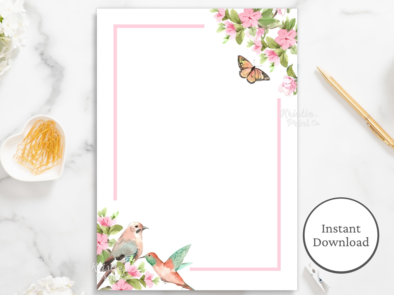Bird Stationary Printable, Spring Stationary, Vintage Stationery ...