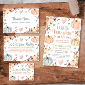 Pumpkin Baby Shower Invitation Bundle Fall Baby Shower Printable Invitation A Little Pumpkin Baby Shower Invite Autumn Baby Shower Decor PN4