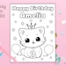 Editable Cat Birthday Coloring Page Printable Birthday Activity Custom ...