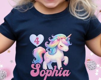 Magical Unicorn Birthday Shirt Personalized Girl Shirt Custom Shirt for Toddler Birthday Girl T Shirt Unicorn Birthday Tee Rainbow Unicorn