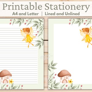 Fairy briefpapier, sprookjesachtig schrijfpapier, bosbriefpapier, fantasiebriefpapier, gelinieerd papier, afdrukbaar briefpapier, dagboekpapier, penvriend