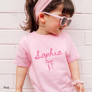 Personalized Name Shirt Girl Name Shirt for Toddler Coquette Bow Shirt Custom Name Shirt Toddler Girl Birthday Gift Kids Preppy Bow T Shirt