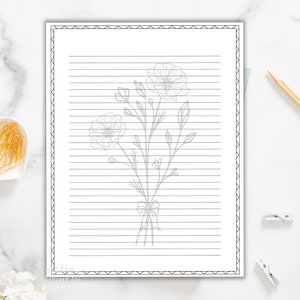 Printable Lined Paper Bundle, Printable Lined Pages, Stationery Set ...