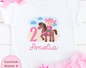 Personalized Cowgirl Birthday Shirt Toddler Horse Shirt Girl Birthday Shirt Western Birthday Kids Birthday Shirt Horse Shirt Girls Rodeo
