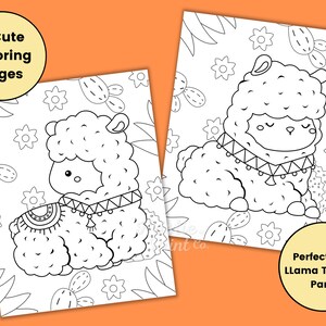 Llama Coloring Pages for Kids, Kids Party Games, Llama Birthday Party ...