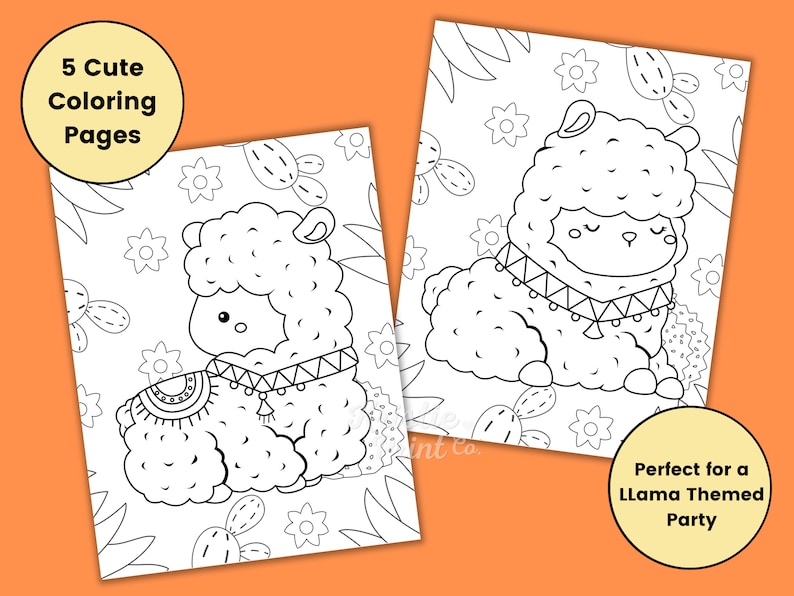 Llama Coloring Pages for Kids, Kids Party Games, Llama Birthday Party ...