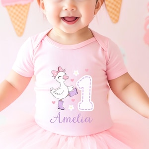 Custom Birthday Girl Shirt with Goose Birthday Party 1St Birthday Outfit Girl First Birthday Shirt Goose 1st Birthday Girl 1St Birthday Tee