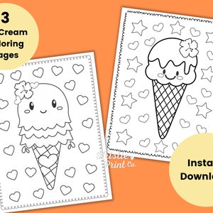 Ice Cream Coloring Page for Kids, Kids Party Games, Ice Cream Birthday Favors, Ice Cream Party Printable, Ice Cream Activity, Baby Shower
